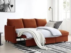 Kyoto Kyoto Blaire Burnt Orange Velvet Corner Sofa Bed