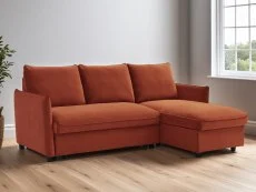 Kyoto Kyoto Blaire Burnt Orange Velvet Corner Sofa Bed