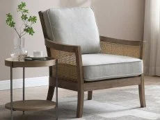 Kyoto Kyoto Cecilia Rattan and Grey Fabric Accent Chair