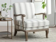 Kyoto Kyoto Colwell Grey Stripe Linen Accent Chair