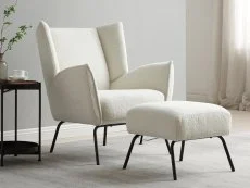 Kyoto Kyoto Zane Cream Boucle Accent Chair and Footstool