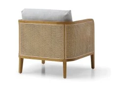 Kyoto Kyoto Mabel Rattan and Grey Fabric Accent Chair