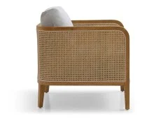 Kyoto Kyoto Mabel Rattan and Grey Fabric Accent Chair