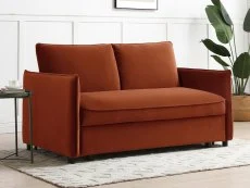 Kyoto Kyoto Blaire Burnt Orange Velvet Sofa Bed