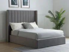 Kyoto Kyoto Emerson 4ft6 Double Grey Velvet Ottoman Bed Frame