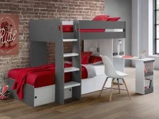 Julian Bowen Julian Bowen Eclipse 3ft Single Charcoal and White Wooden Bunk Bed Frame