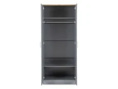 Seconique Clearance - Seconique Portland Grey and Oak 2 Door Double Wardrobe