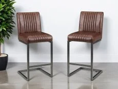 Julian Bowen Julian Bowen Brooklyn Set of 2 Brown Faux Leather Bar Stools