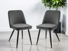 Julian Bowen Julian Bowen Burgess Set of 2 Grey Velvet Dining Chairs