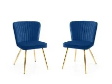 Julian Bowen Julian Bowen Cannes Set of 2 Blue Velvet Dining Chairs