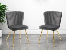 Julian Bowen Julian Bowen Cannes Set of 2 Grey Velvet Dining Chairs