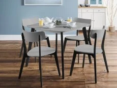 Julian Bowen Julian Bowen Casa 90cm Grey and Black Dining Table and 4 Chair Set