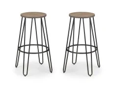 Julian Bowen Julian Bowen Dalston Set of 2 Mocha Elm and Black Bar Stools