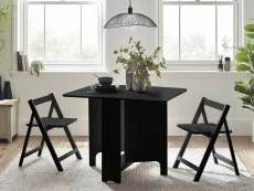 Julian Bowen Julian Bowen Gatan Black Foldaway Dining Table with 2 Chairs