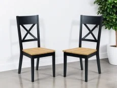 Julian Bowen Julian Bowen Hockley Set of 2 Black and Light Oak Dining Chairs