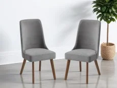 Julian Bowen Julian Bowen Huxley Set of 2 Grey Chenille Dining Chairs