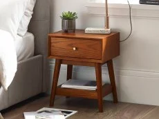 Julian Bowen Julian Bowen Lowry Cherry Ash 1 Drawer Bedside Table