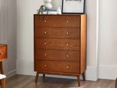 Julian Bowen Julian Bowen Lowry Cherry Ash 5 Drawer Chest of Drawers