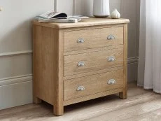 Julian Bowen Memphis Limed Oak 3 Drawer Chest of Drawers