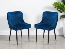 Julian Bowen Julian Bowen Luxe Set of 2 Blue Velvet Dining Chairs