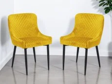 Julian Bowen Julian Bowen Luxe Set of 2 Mustard Velvet Dining Chairs