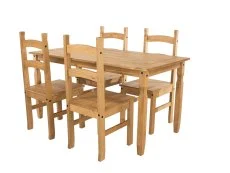 Core Products Core Corona Pine Rectangular Dining Table and 4 Chair Set