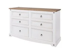 Core Products Core Corona White and Pine 3+3 Drawer Wide Chest of Drawers