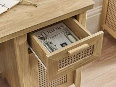 Julian Bowen Julian Bowen Sydney Oak and Rattan Effect 1 Door 1 Drawer Desk