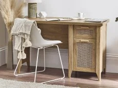 Julian Bowen Julian Bowen Sydney Oak and Rattan Effect 1 Door 1 Drawer Desk