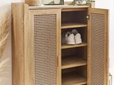 Julian Bowen Julian Bowen Sydney Oak and Rattan Effect 2 Door Shoe Cabinet