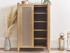 Julian Bowen Julian Bowen Sydney Oak and Rattan Effect 2 Door Shoe Cabinet