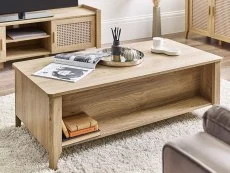 Julian Bowen Julian Bowen Sydney Oak and Rattan Effect 2 Drawer Coffee Table