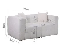 Birlea Furniture & Beds Birlea Milo White Boucle Fabric 2 Seater Sofa