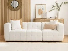 Birlea Milo White Boucle Fabric 3 Seater Sofa