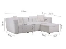 Birlea Furniture & Beds Birlea Milo White Boucle Fabric 3 Seater Sofa and Footstool Set