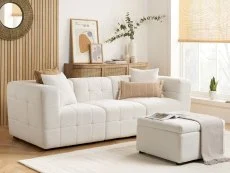 Birlea Furniture & Beds Birlea Milo White Boucle Fabric 3 Seater Sofa and Footstool Set