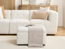 Birlea Furniture & Beds Birlea Milo White Boucle Fabric Ottoman Storage Footstool