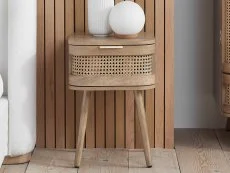 Birlea Furniture & Beds Birlea Noah Rattan and Oak 1 Drawer Bedside Table