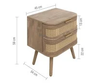 Birlea Furniture & Beds Birlea Noah Rattan and Oak 2 Drawer Bedside Table