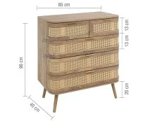 Birlea Furniture & Beds Birlea Noah Rattan and Oak 5 Drawer Chest of Drawers