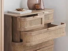 Birlea Noah Rattan and Oak 5 Drawer Chest of Drawers