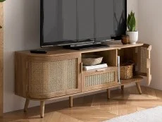 Birlea Furniture & Beds Birlea Noah Rattan and Oak 2 Door 1 Drawer TV Cabinet