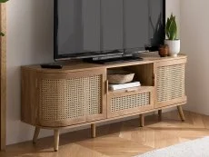 Birlea Furniture & Beds Birlea Noah Rattan and Oak 2 Door 1 Drawer TV Cabinet