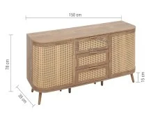 Birlea Furniture & Beds Birlea Noah Rattan and Oak 2 Door 3 Drawer Sideboard