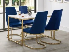 Julian Bowen Julian Bowen Vittoria Blue Velvet and Gold Dining Chair