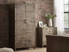 ASC ASC Hatton Reclaimed Pine 2 Door 2 Drawer Wardrobe (Part Assembled)