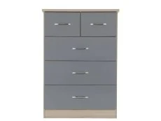 Seconique Seconique Nevada Grey Gloss and Oak 4 Piece Medium Bedroom Furniture Package