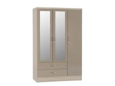 Seconique Seconique Nevada Oyster Gloss and Oak 4 Piece Medium Bedroom Furniture Package