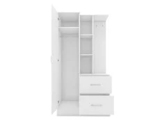 Seconique Seconique Nevada White High Gloss 1 Door 2 Drawer Mirrored Shelving Wardrobe