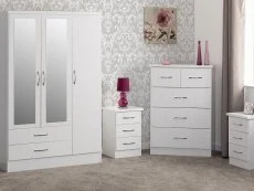 Seconique Seconique Nevada White High Gloss 4 Piece Medium Bedroom Furniture Package